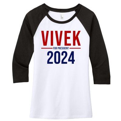 Vivek For President 2024 Election Women's Tri-Blend 3/4-Sleeve Raglan Shirt