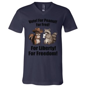 Vote For Peanut For Fred For Liberty For Freedom V-Neck T-Shirt