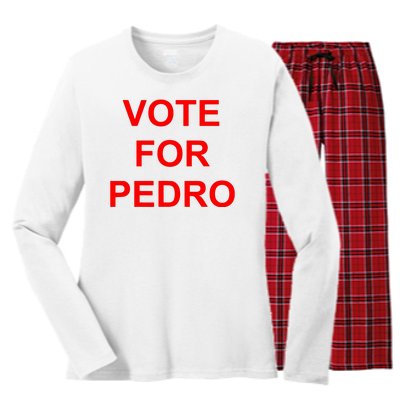 Vote Fro Pedro Ringer Women's Long Sleeve Flannel Pajama Set 