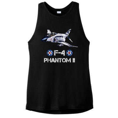 Vintage F4 Phantom II Jet Military Aviation Ladies PosiCharge Tri-Blend Wicking Tank