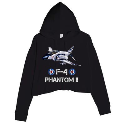 Vintage F4 Phantom II Jet Military Aviation Crop Fleece Hoodie