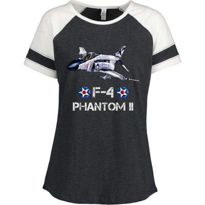 Vintage F4 Phantom II Jet Military Aviation Enza Ladies Jersey Colorblock Tee