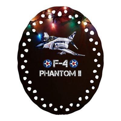 Vintage F4 Phantom II Jet Military Aviation Ceramic Oval Ornament