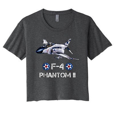 Vintage F4 Phantom II Jet Military Aviation Women's Crop Top Tee