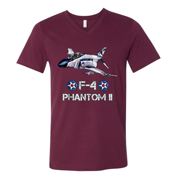 Vintage F4 Phantom II Jet Military Aviation V-Neck T-Shirt