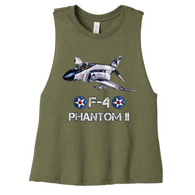 Vintage F4 Phantom II Jet Military Aviation Women's Racerback Cropped Tank