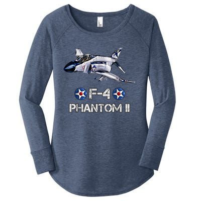 Vintage F4 Phantom II Jet Military Aviation Women's Perfect Tri Tunic Long Sleeve Shirt