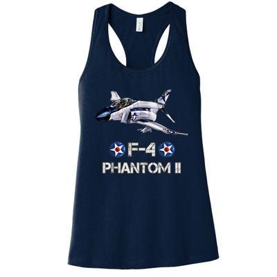 Vintage F4 Phantom II Jet Military Aviation Women's Racerback Tank