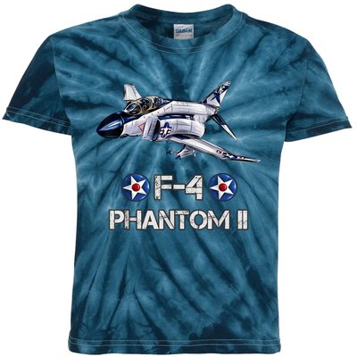 Vintage F4 Phantom II Jet Military Aviation Kids Tie-Dye T-Shirt