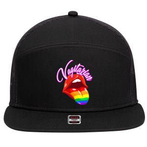 Vagitarian Funny Pride Rainbow LGBT Gay Lesbian 7 Panel Mesh Trucker Snapback Hat