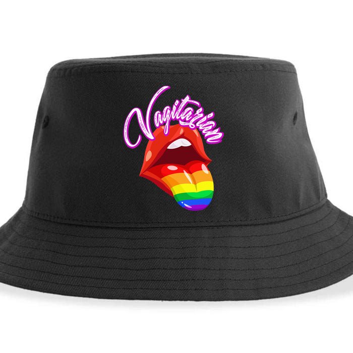 Vagitarian Funny Pride Rainbow LGBT Gay Lesbian Sustainable Bucket Hat