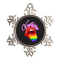 Vagitarian Funny Pride Rainbow LGBT Gay Lesbian Metallic Star Ornament