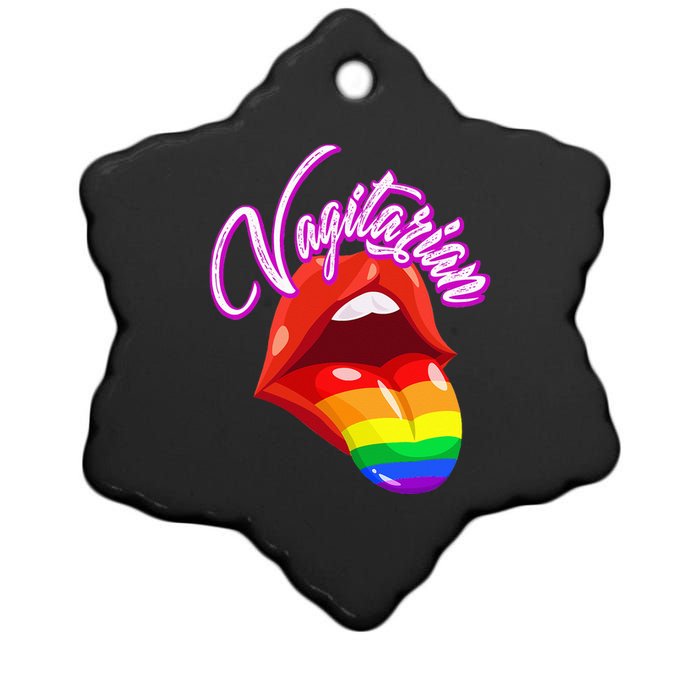 Vagitarian Funny Pride Rainbow LGBT Gay Lesbian Ceramic Star Ornament