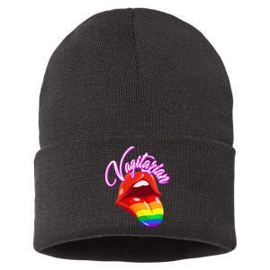 Vagitarian Funny Pride Rainbow LGBT Gay Lesbian Sustainable Knit Beanie