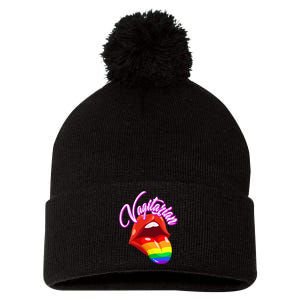 Vagitarian Funny Pride Rainbow LGBT Gay Lesbian Pom Pom 12in Knit Beanie