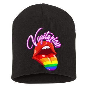 Vagitarian Funny Pride Rainbow LGBT Gay Lesbian Short Acrylic Beanie