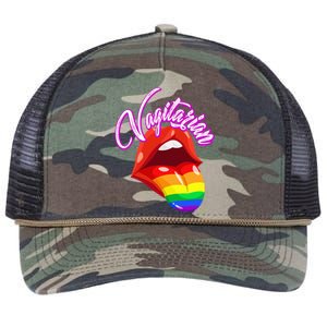 Vagitarian Funny Pride Rainbow LGBT Gay Lesbian Retro Rope Trucker Hat Cap