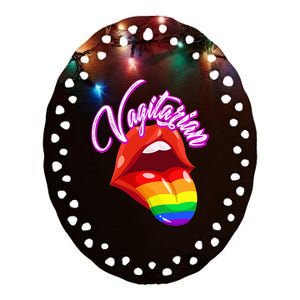 Vagitarian Funny Pride Rainbow LGBT Gay Lesbian Ceramic Oval Ornament