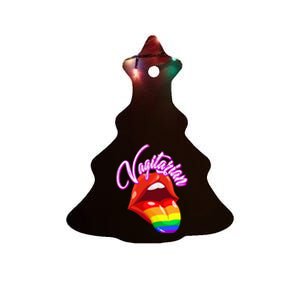 Vagitarian Funny Pride Rainbow LGBT Gay Lesbian Ceramic Tree Ornament