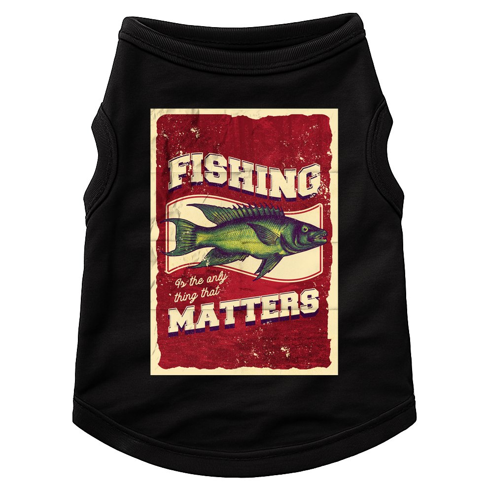 Vintage Fishing Quote Poster Design Doggie Tank