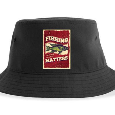 Vintage Fishing Quote Poster Design Sustainable Bucket Hat
