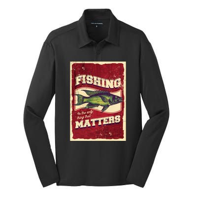 Vintage Fishing Quote Poster Design Silk Touch Performance Long Sleeve Polo