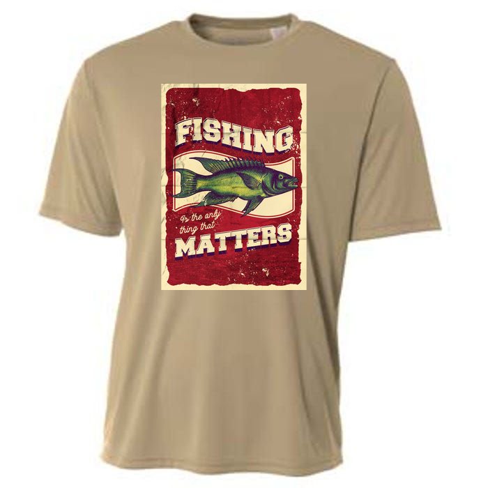 Vintage Fishing Quote Poster Design Cooling Performance Crew T-Shirt