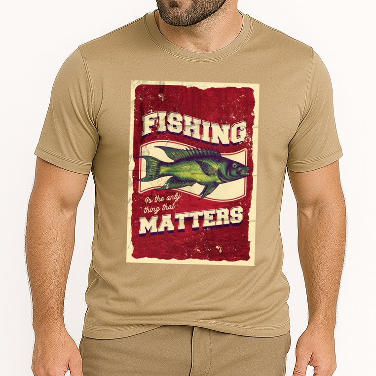 Vintage Fishing Quote Poster Design Cooling Performance Crew T-Shirt
