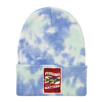 Vintage Fishing Quote Poster Design Tie Dye 12in Knit Beanie