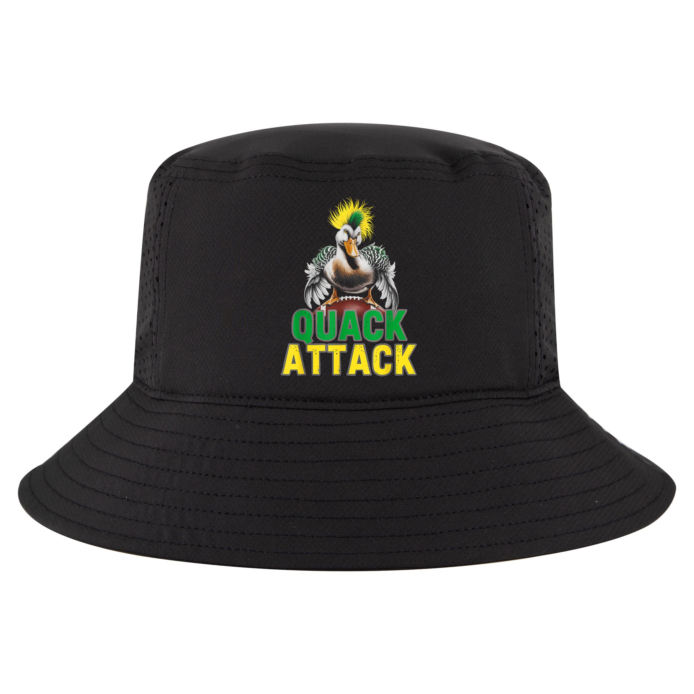 Vintage Funny Quack Attack White Green And Yellow Duck Cool Comfort Performance Bucket Hat