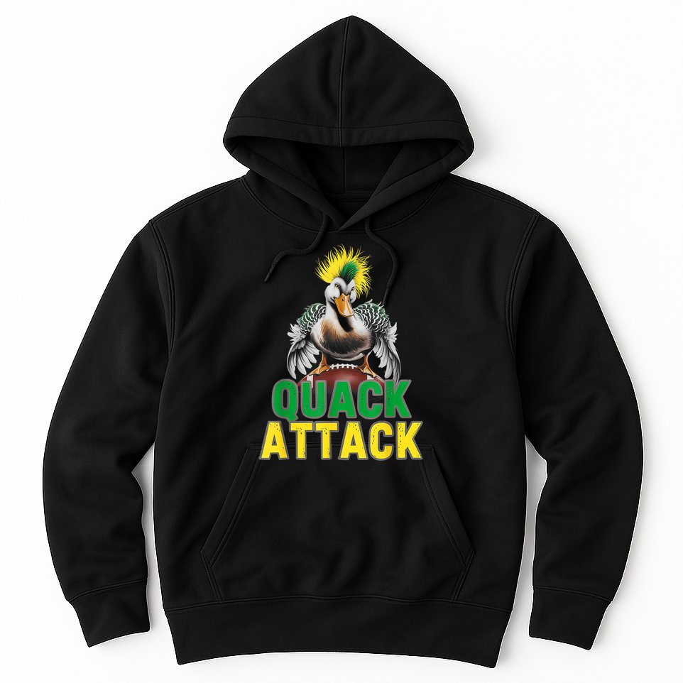 Vintage Funny Quack Attack White Green And Yellow Duck Hoodie