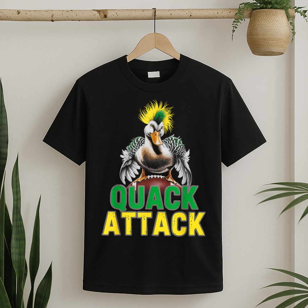 Vintage Funny Quack Attack White Green And Yellow Duck T-Shirt