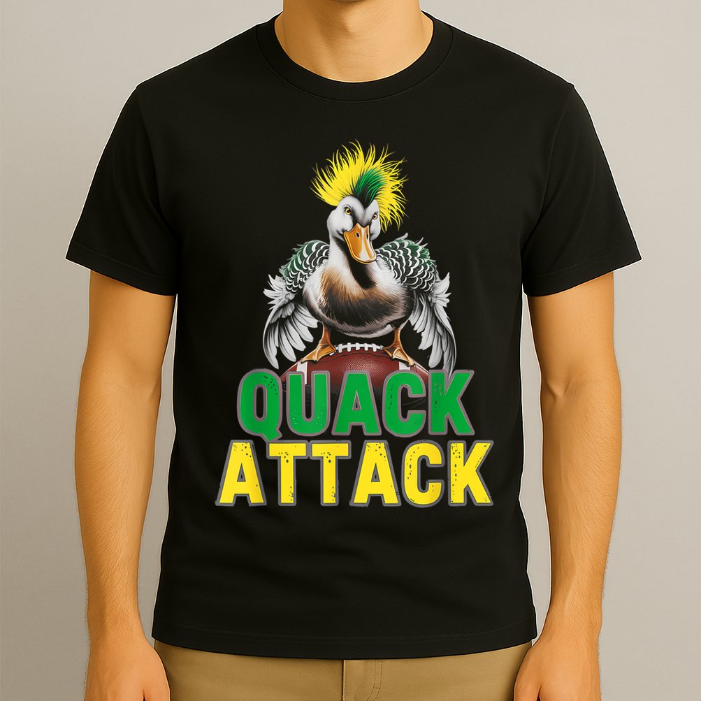 Vintage Funny Quack Attack White Green And Yellow Duck T-Shirt