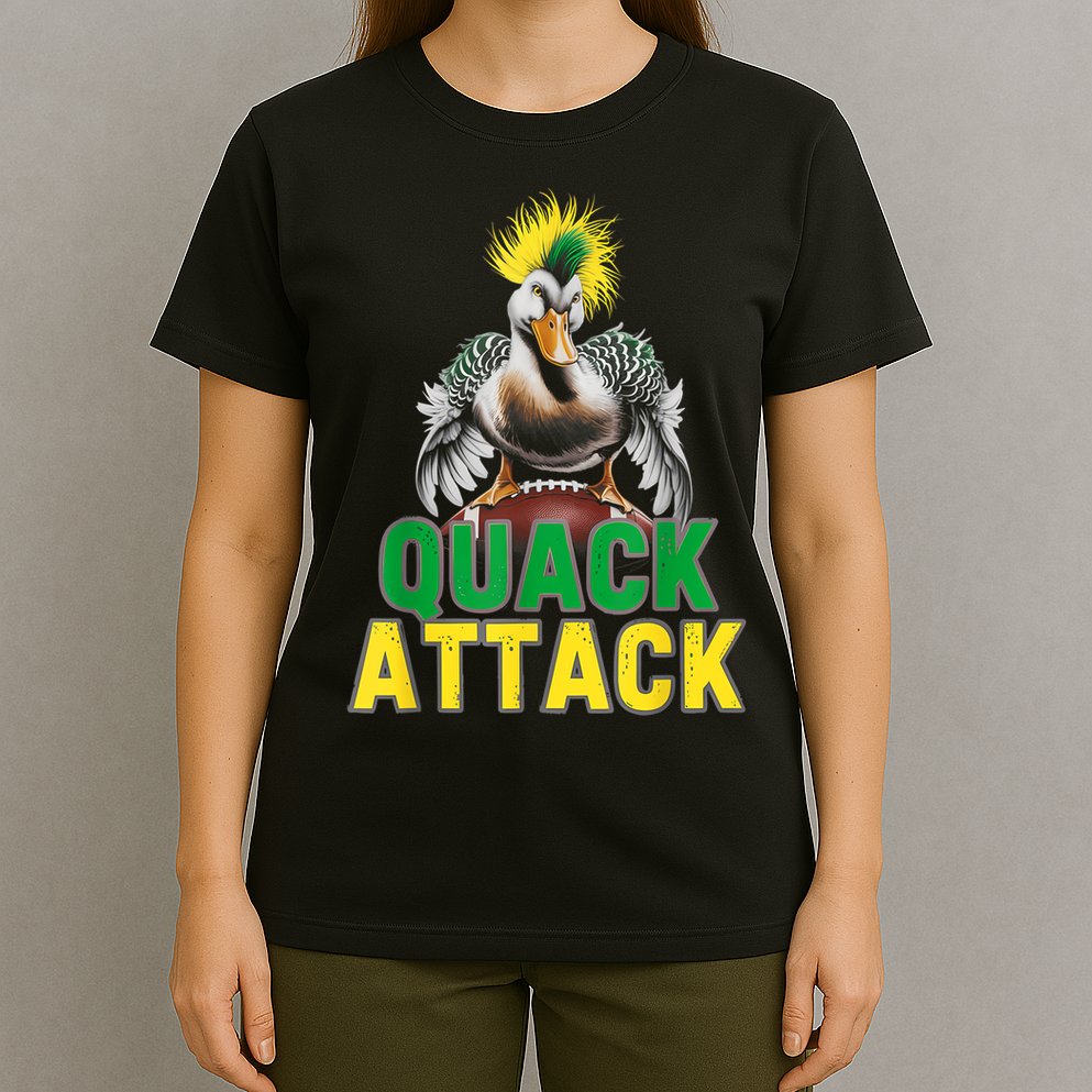Vintage Funny Quack Attack White Green And Yellow Duck T-Shirt
