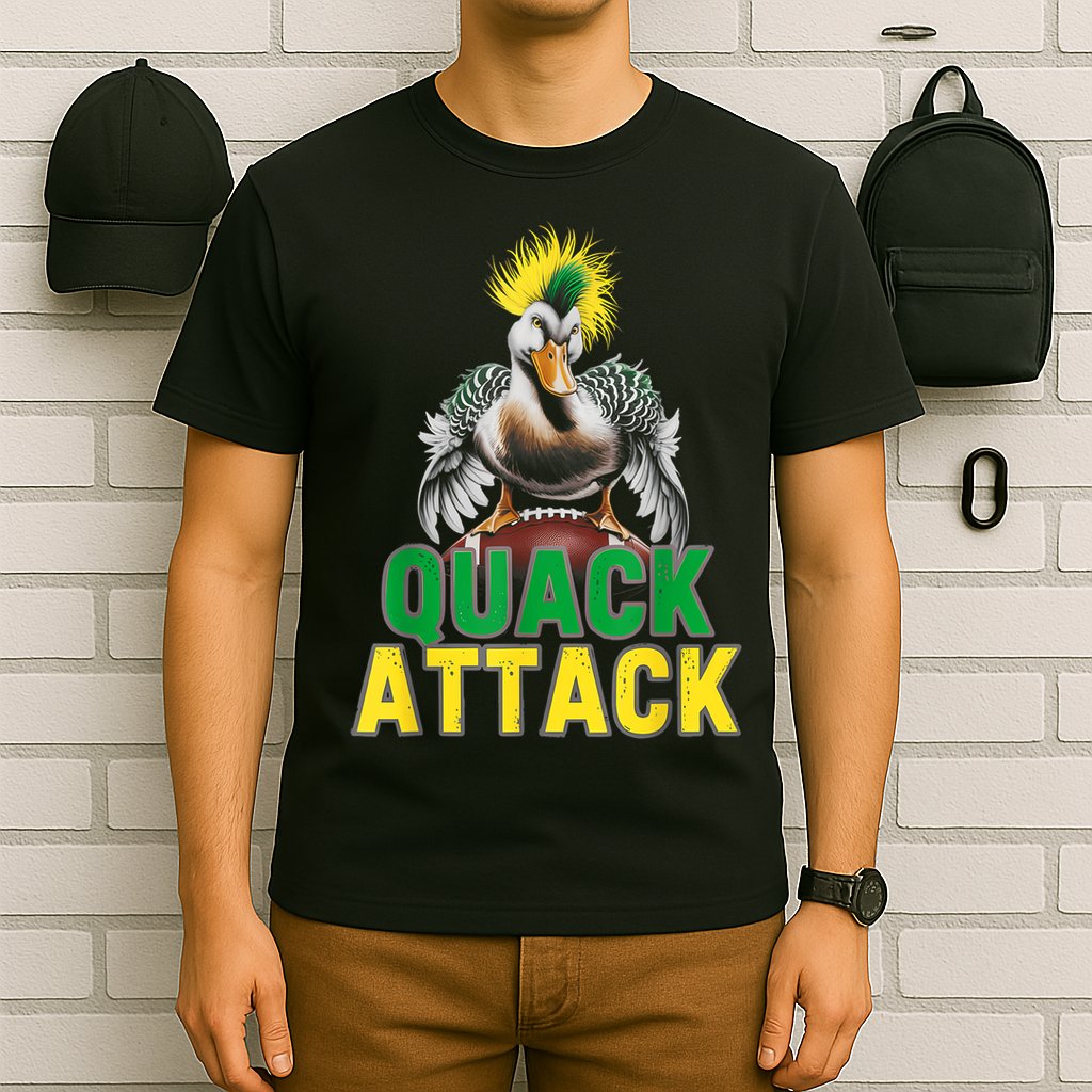 Vintage Funny Quack Attack White Green And Yellow Duck T-Shirt