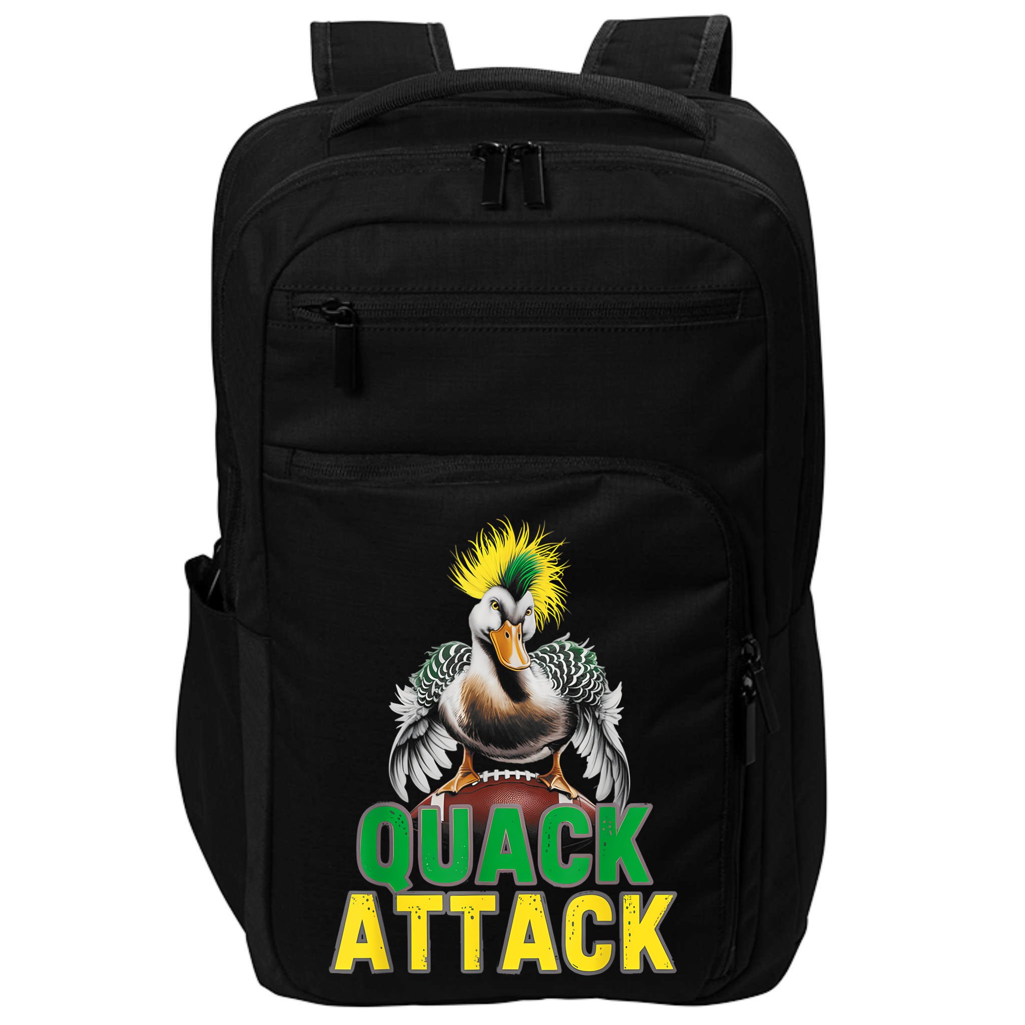 Vintage Funny Quack Attack White Green And Yellow Duck Impact Tech Backpack