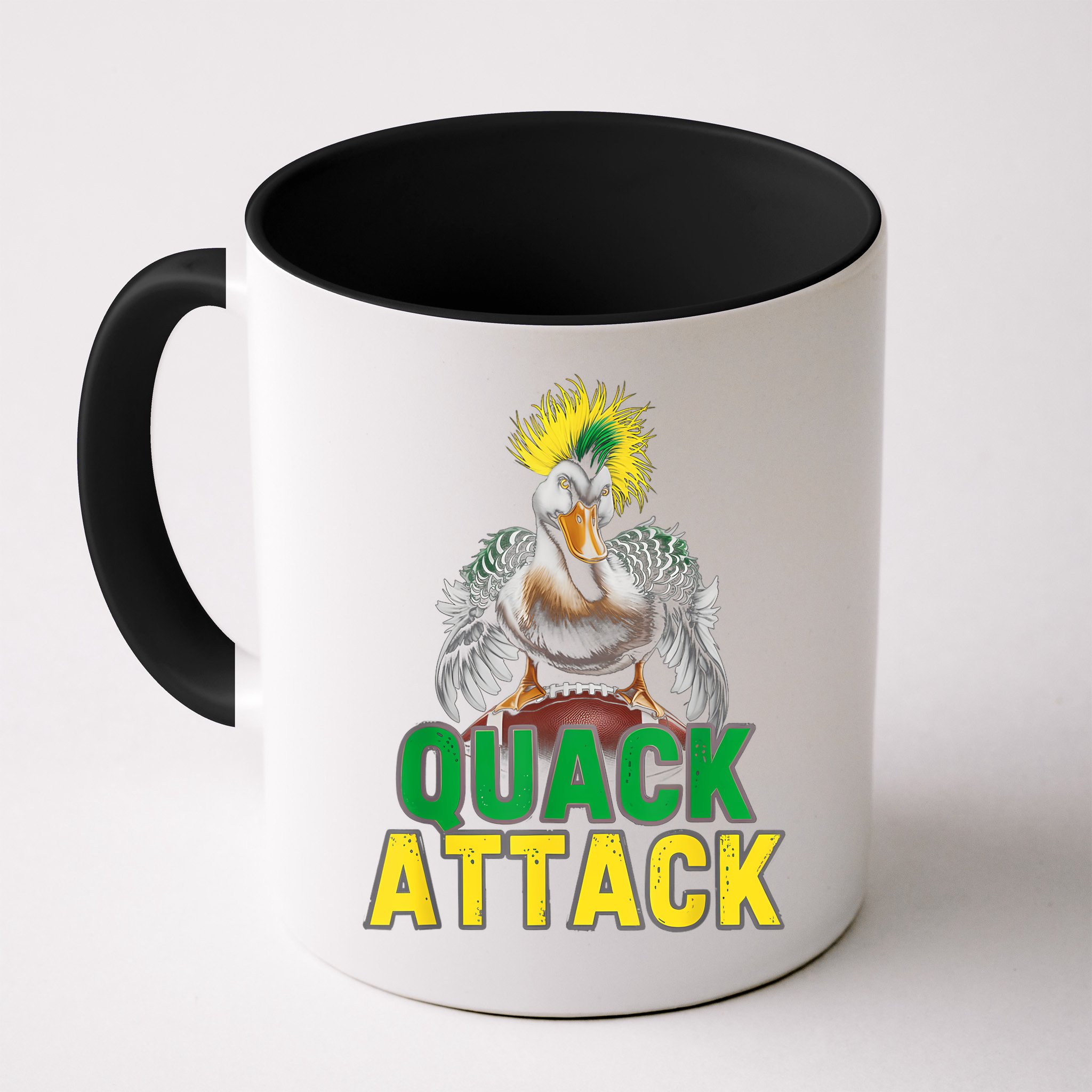 Vintage Funny Quack Attack White Green And Yellow Duck Mug