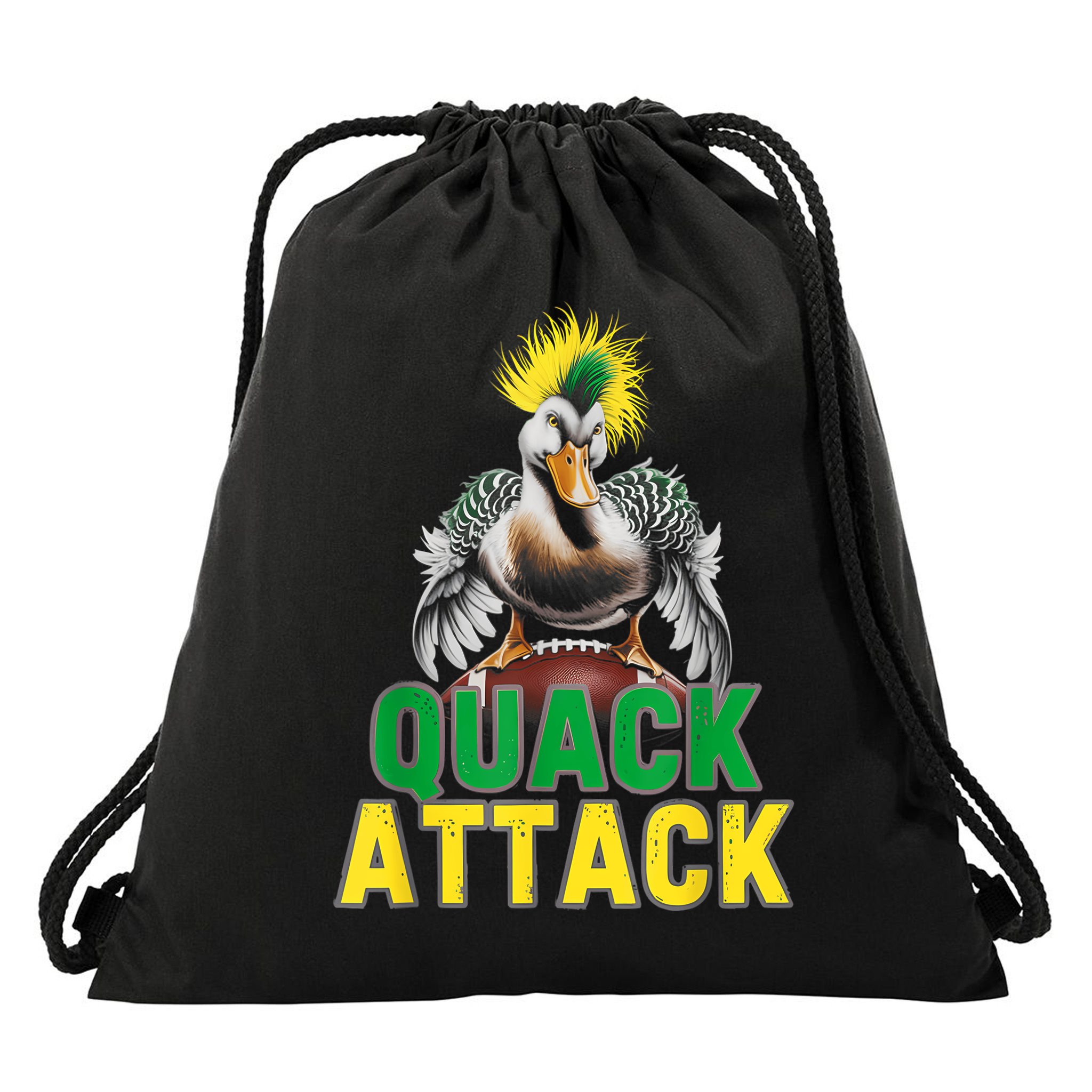 Vintage Funny Quack Attack White Green And Yellow Duck Drawstring Bag