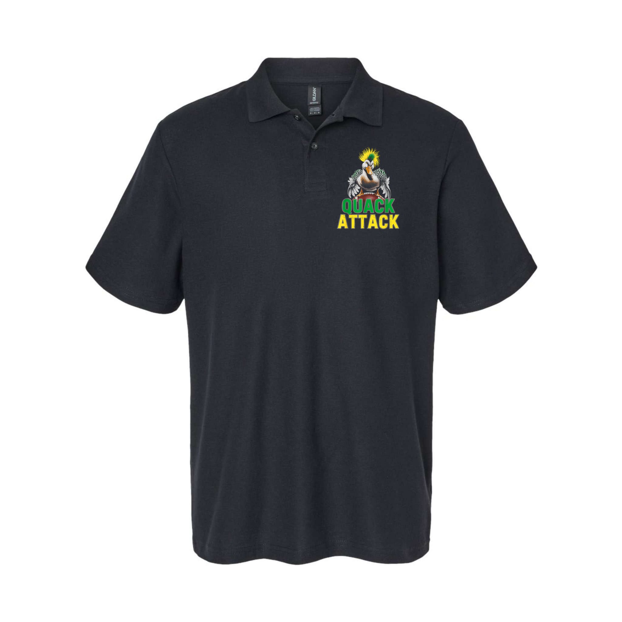 Vintage Funny Quack Attack White Green And Yellow Duck Polo