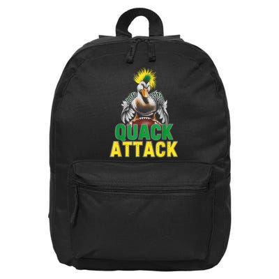 Vintage Funny Quack Attack White Green And Yellow Duck 16 in Basic Backpack