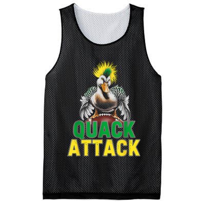 Vintage Funny Quack Attack White Green And Yellow Duck Mesh Reversible Basketball Jersey Tank