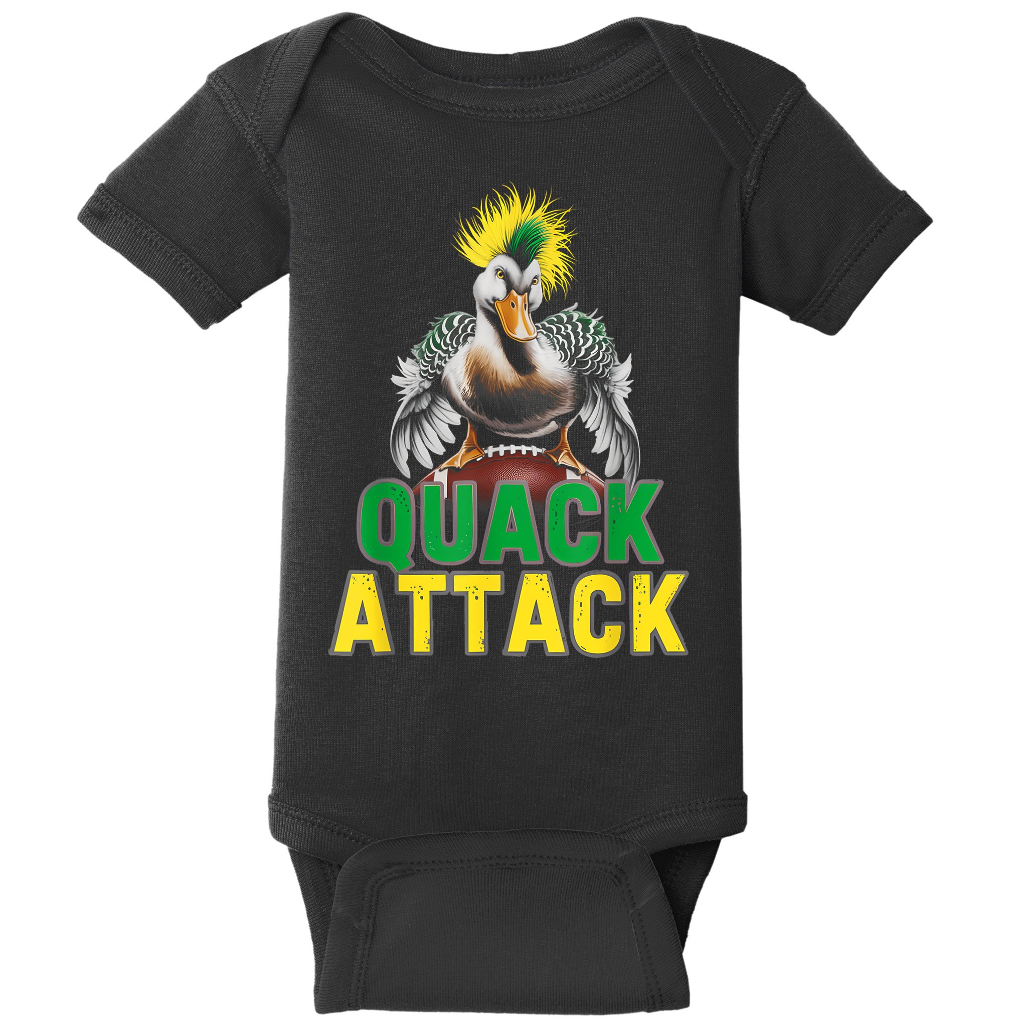 Vintage Funny Quack Attack White Green And Yellow Duck Baby Bodysuit