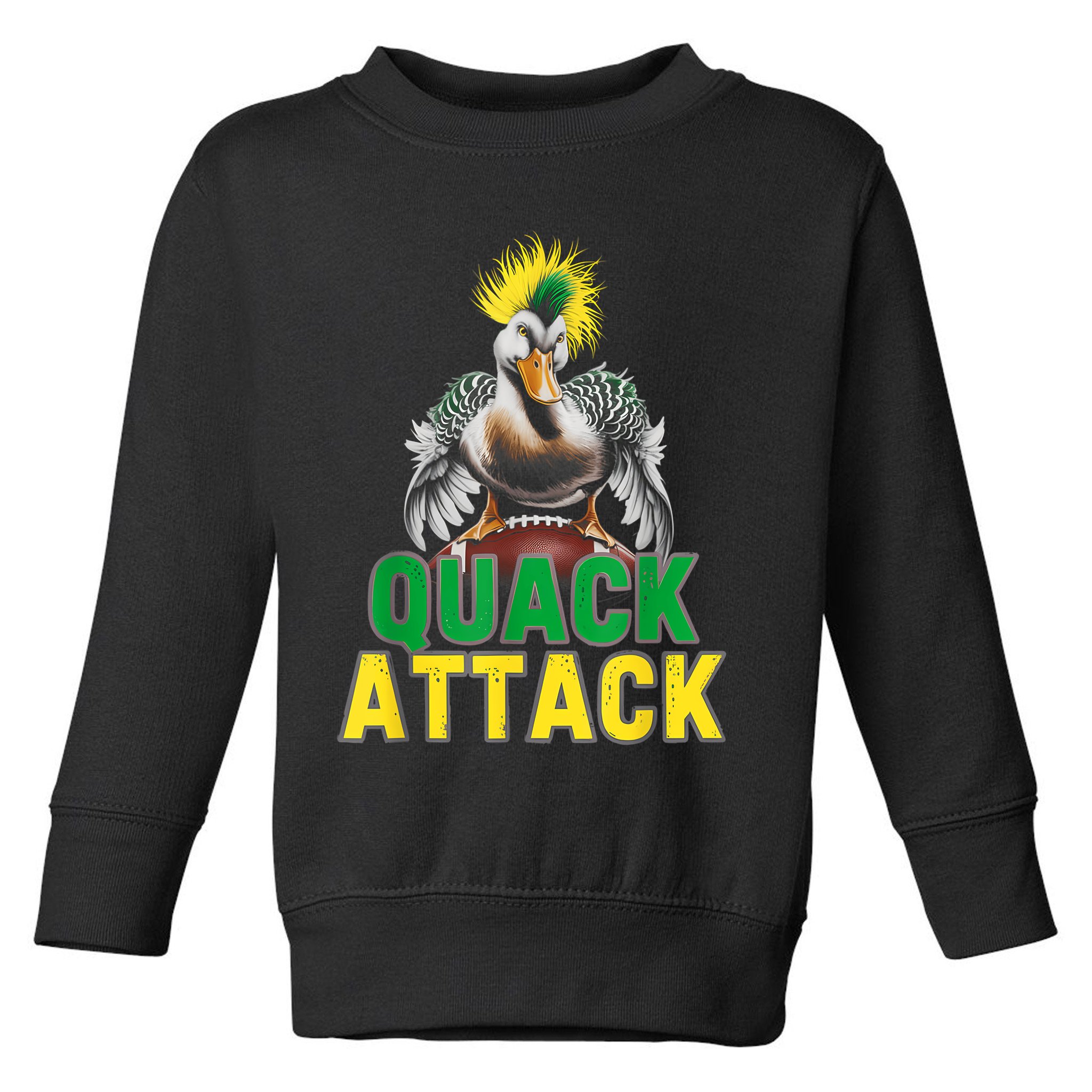 Vintage Funny Quack Attack White Green And Yellow Duck Toddler Sweatshirt