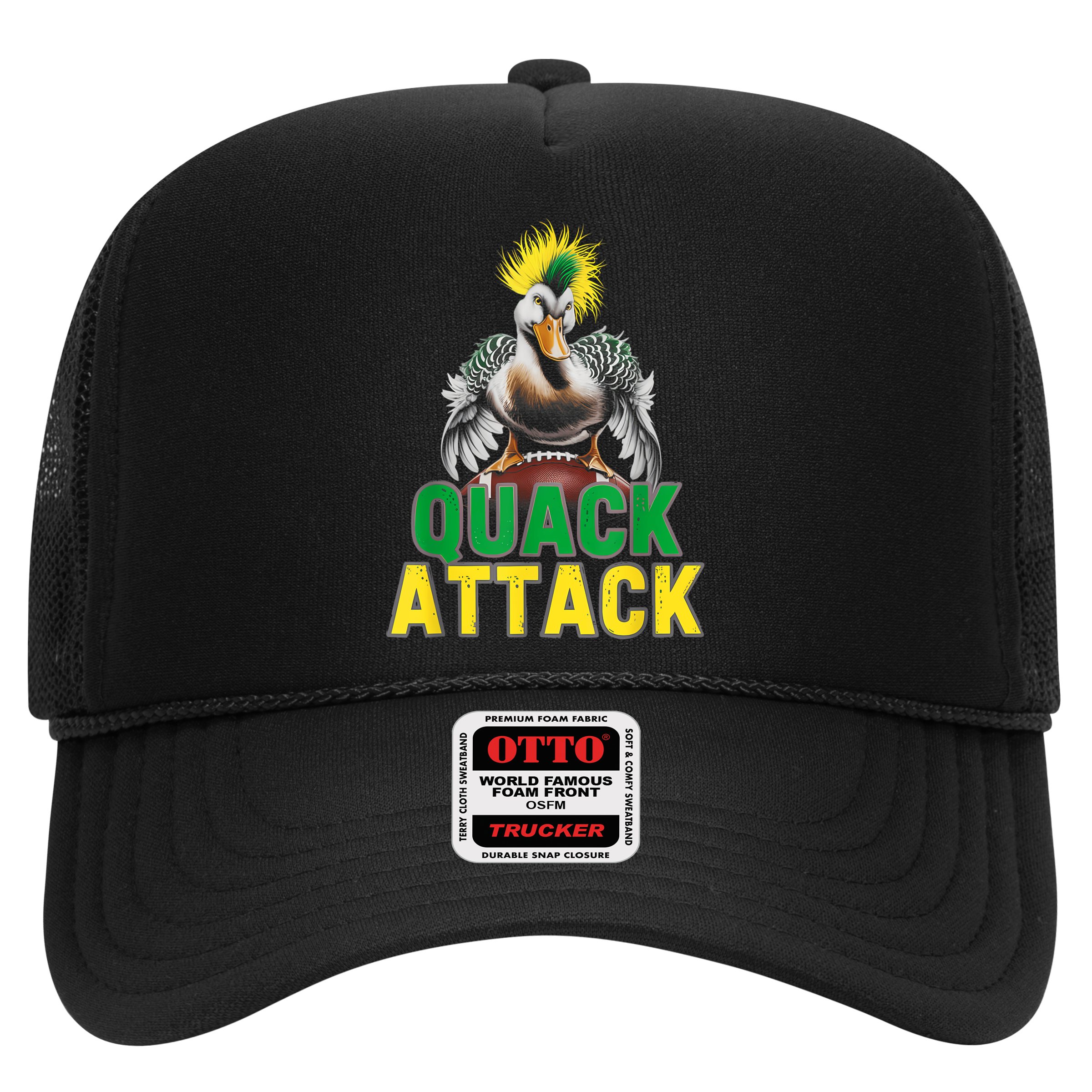 Vintage Funny Quack Attack White Green And Yellow Duck Hat