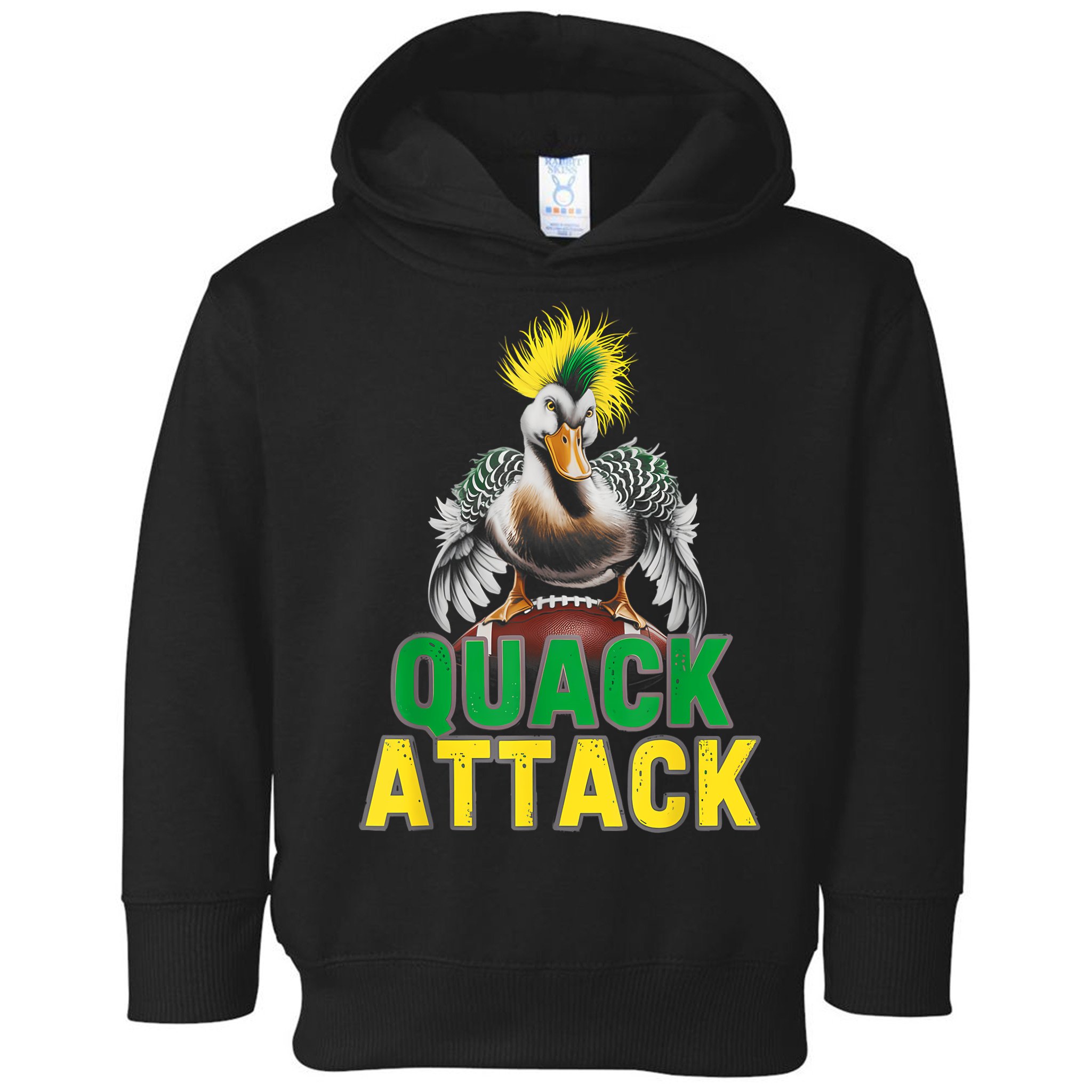 Vintage Funny Quack Attack White Green And Yellow Duck Toddler Hoodie
