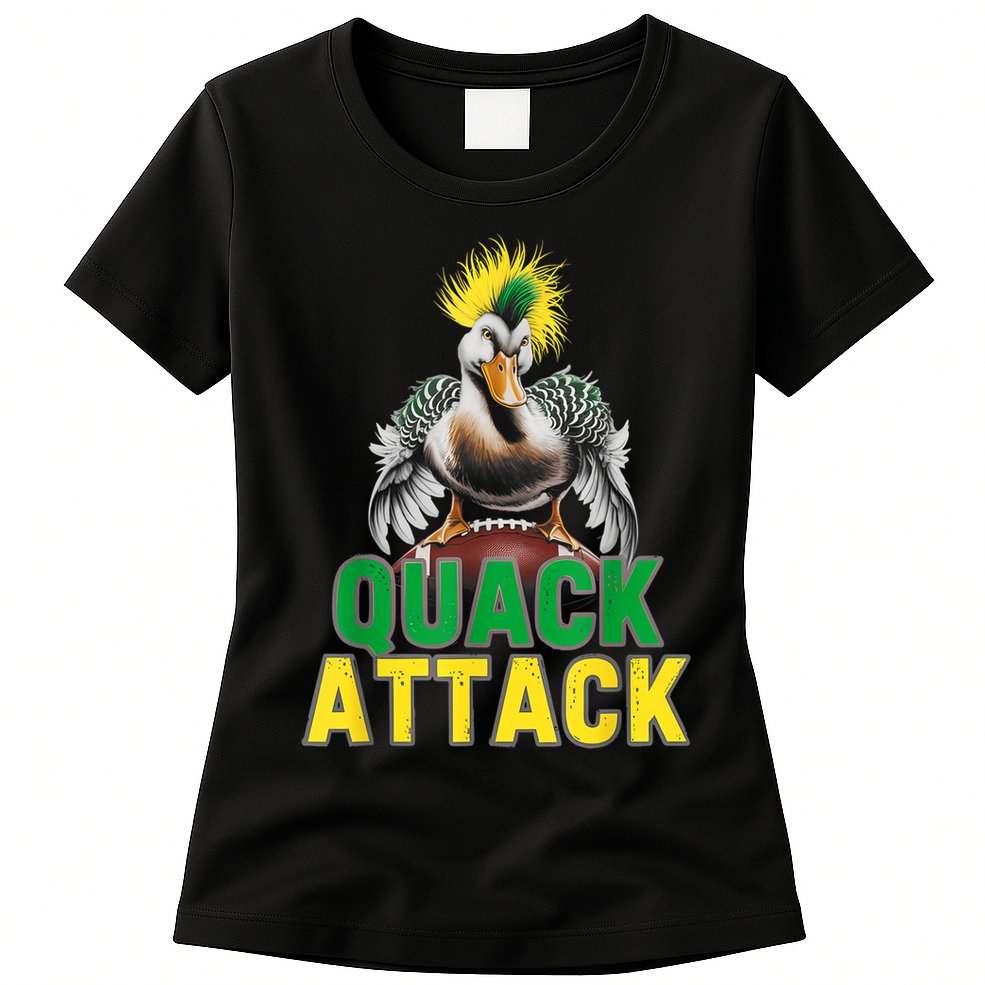 Vintage Funny Quack Attack White Green And Yellow Duck Womens T-Shirt