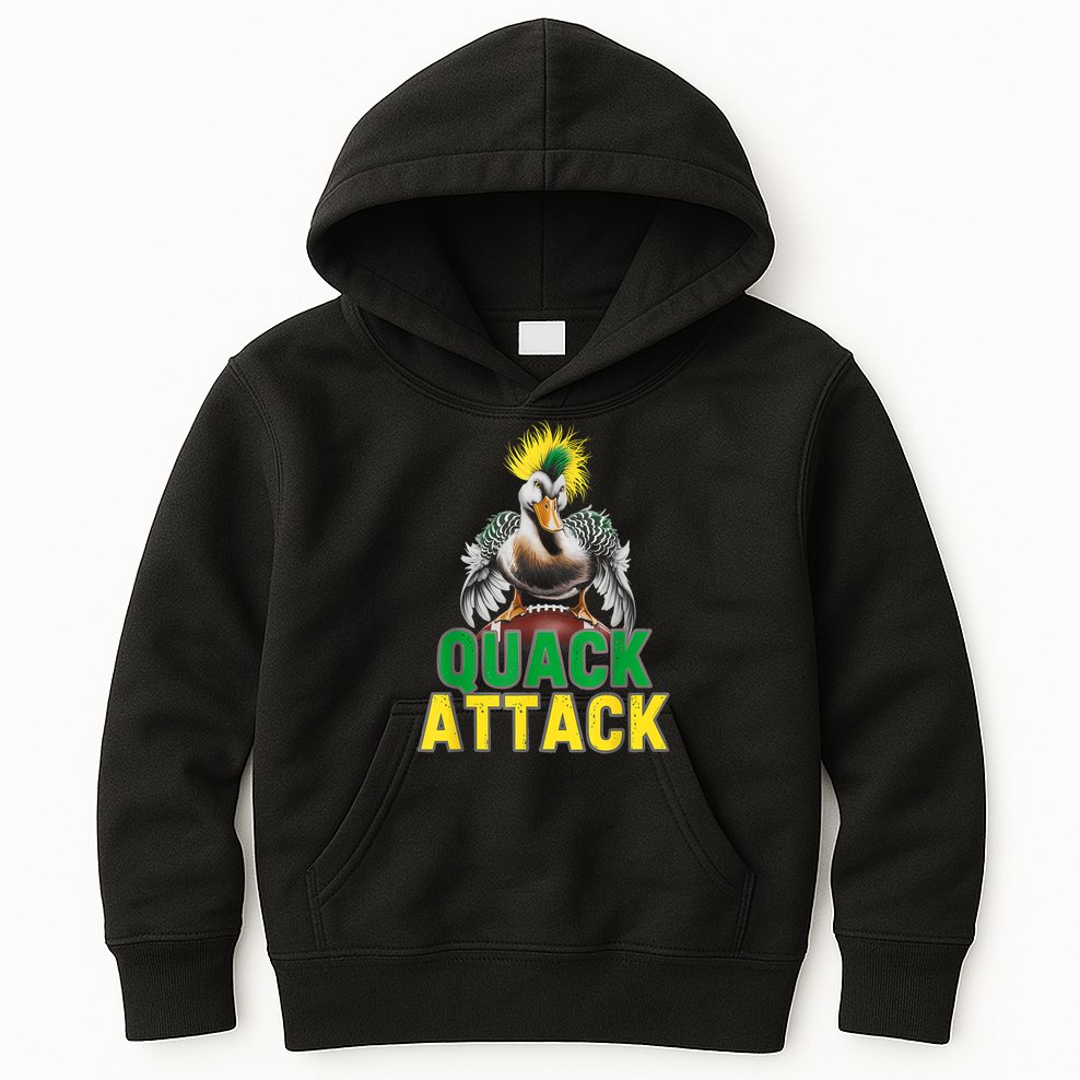 Vintage Funny Quack Attack White Green And Yellow Duck Kids Hoodie