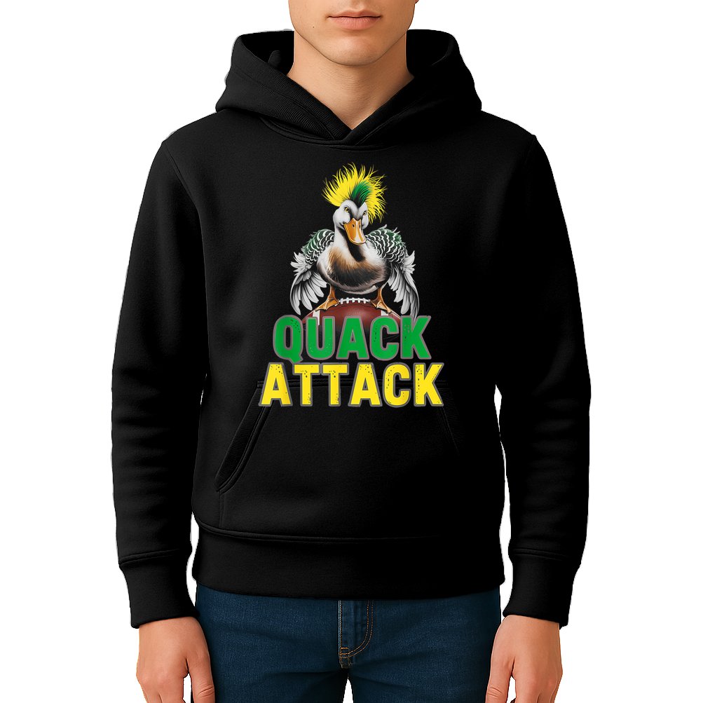 Vintage Funny Quack Attack White Green And Yellow Duck Kids Hoodie