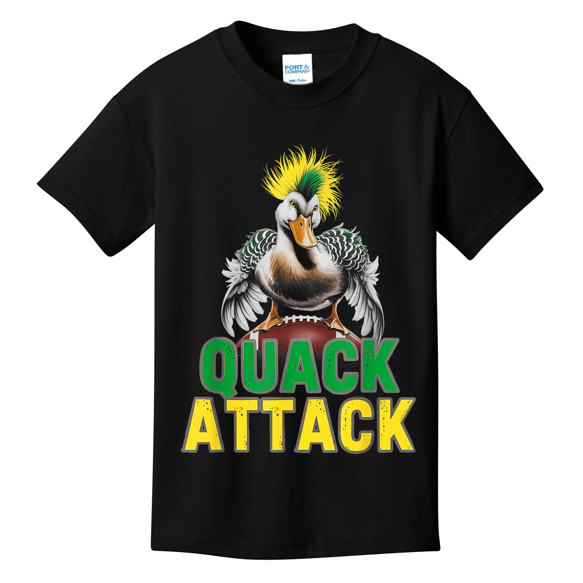 Vintage Funny Quack Attack White Green And Yellow Duck Kids T-Shirt