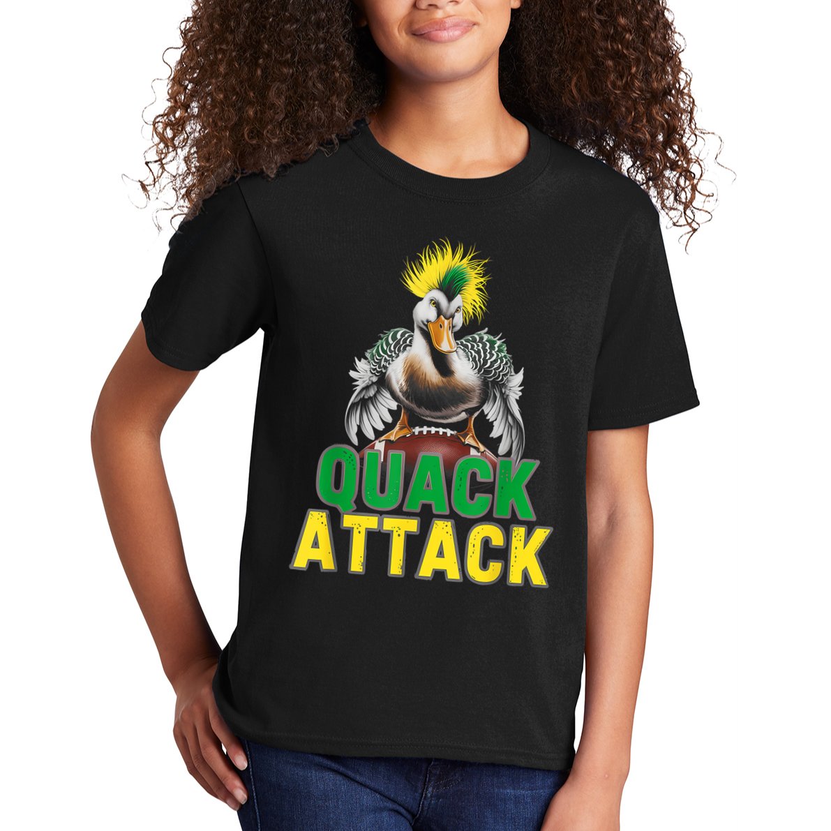 Vintage Funny Quack Attack White Green And Yellow Duck Kids T-Shirt